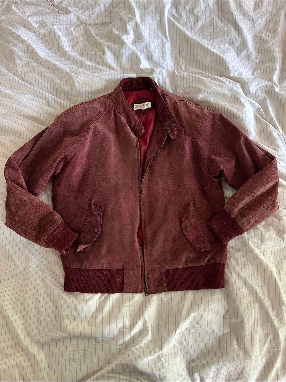 Vintage SSATORI - 70s/80s Red Suede Bomber Jacket - M